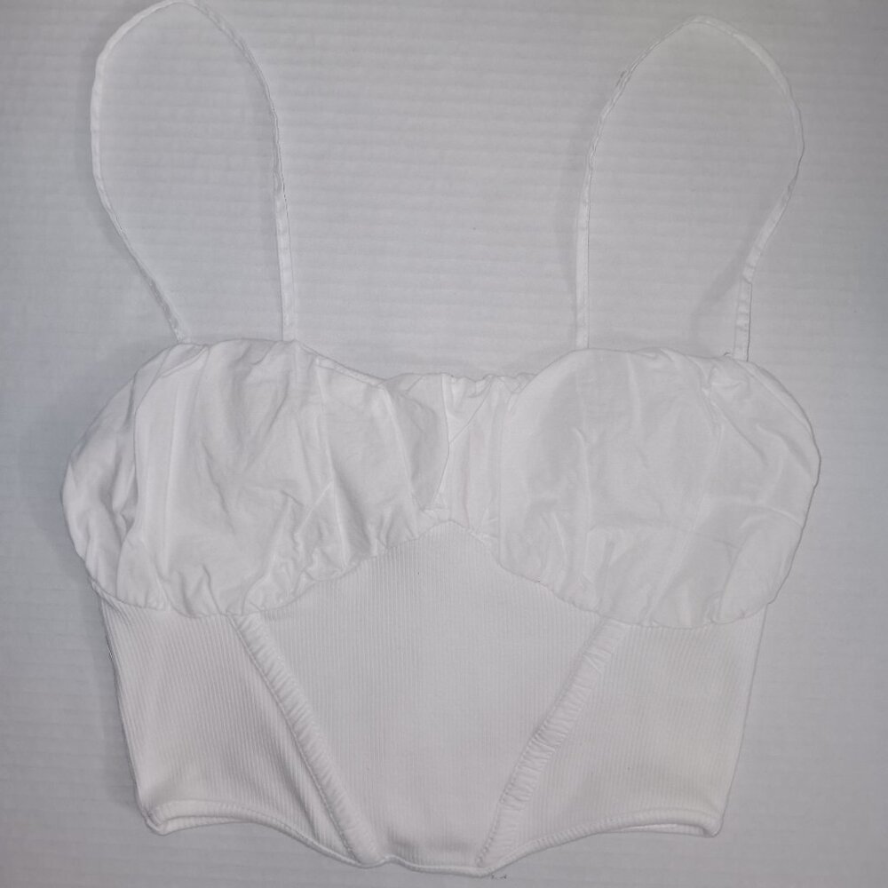 ZARA SPAGHETTI STRAP 100% COTTON CORSET TOP WHITE SIZE SMALL